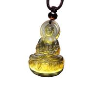 DUANGYMM Collier, Collier de Jade, Pendentif Bouddha en Verre Pendentif Bouddha Guanyin Feng Shui Porte-Bonheur(Buddha Yellow)