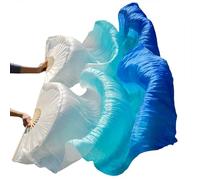 DUANGYMM Éventail de Danse du Ventre en Soie, Voile réel, Gauche + Droite(02,S-120cm-1pair(2pcs))