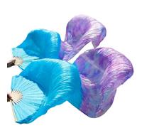 DUANGYMM Éventail de Danse du Ventre en Soie, Voile réel, Gauche + Droite(09,S-120cm-1pair(2pcs))