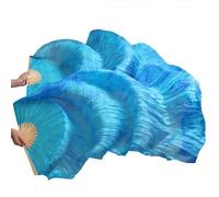 DUANGYMM Éventail de Danse du Ventre en Soie, Voile réel, Gauche + Droite(19,L-180cm-1pair(2pcs))