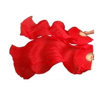 DUANGYMM Voiles d'éventail de Danse du Ventre, 1 Paire, en Soie véritable, Couleur Pure, Longs éventails(180-Imitation Silk)