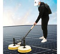 DUANHOZ Brosse de Nettoyage Automatique pour Panneaux solaires avec Double tête et Perche Extensible, alimentée par Batterie au Lithium pour Un Nettoyage Efficace des toits et de