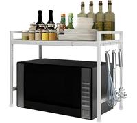 DUANHOZ Étagère pour Micro-Ondes Extensible (46 à 60 cm de Largeur), à 2 Niveaux, pour Four ou Cuisine. Résistante à la Chaleur, anticorrosion et antirouille. Montage Facile et é