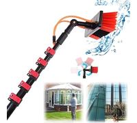 DUANHOZ Kit de Perche télescopique de Nettoyage avec Brosse rotative pour Panneaux solaires et fenêtres, Conception Extensible pour Une Grande portée et Un Nettoyage Efficace