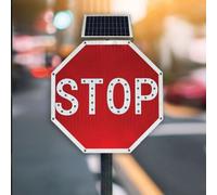 DUANHOZ Panneau d'arrêt Solaire à Del 24"/30", signalisation routière à Haute réflectivité, Cadre en Aluminium antirouille Robuste, Film réfléchissant Rouge de qualité ingénieur,