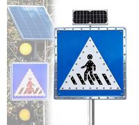 DUANHOZ Panneau de signalisation piétonne à Del Solaire Clignotant - 61 cm (24 po) - Améliore la visibilité et protège Les piétons
