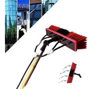 DUANHOZ Perche de Nettoyage de vitres Extensible de 10 m avec tête de Brosse de 35 cm, Brosse pour Panneaux solaires, nettoyant pour toitures de véranda, Nettoyage d'équipements