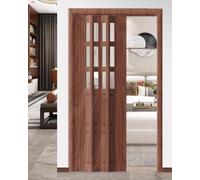 DUANHOZ Porte accordéon sur Mesure avec poignée, Porte accordéon Marron et Portail intérieur Pliable en Acrylique pour Placard/Cuisine, Couloir, Garde-Manger, Porte coulissante 7