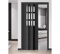 DUANHOZ Porte accordéon sur Mesure en Acrylique Noir, Pliable, pour Placard, Cuisine, Couloir, Garde-Manger, Porte coulissante 76 x 101 cm (30 x 40 po) avec poignée
