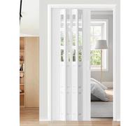 DUANHOZ Porte coulissante Pliable en Acrylique sur Mesure pour Placard, Cuisine, Couloir, Garde-Manger, avec poignée, Blanche (42 x 80 po)