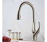 DUANHOZ Robinet de Cuisine à poignée Unique avec pulvérisateur extractible, Construction en Laiton, Finition chromée, Robinet mélangeur d'eau Froide, Design Moderne pour évier de