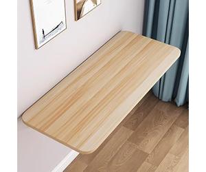 DUANHOZ Table Murale Pliable Gain de Place 60 x 40 cm, élégante Table Flottante en Noyer pour Ordinateur Portable et Coin Repas. Design Invisible pour Une Utilisation optimale à