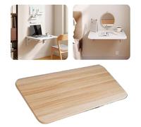 DUANHOZ Table Pliante Murale 40" en Teck, Bureau Pliable, Poste de Travail Informatique Gain de Place avec Supports d'étagère, idéal pour Les Petites Cuisines et Les Bureaux à do