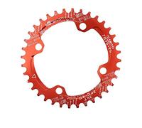 DUANSIYU Couronnes Cyclisme VTT vélo Plateau 104 BCD 32T 34T 36T 38T étroit Large Anneau de chaîne Unique avec 4 pièces pignon boulons Couronne(32T,Red)