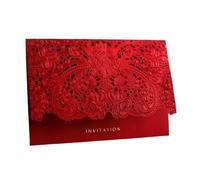 DUANSIYU Faire Part De Mariage Cartes de mariage roses/rouges/dorées for les invités avec carte-cadeau imprimée gratuite d'invitation élégantes en papier 50 pièces(Red)