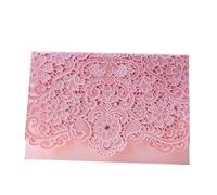 DUANSIYU Faire Part De Mariage Invitations de mariage bleu rose rouge or strass 50 pièces décoration fête cartes vintage invitation(Pink)