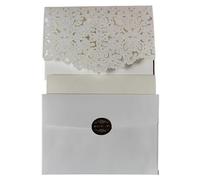 DUANSIYU Faire Part De Mariage Kit de cartes d'invitation mariage en dentelle crème 10/50 pièces, ensemble feuille gaufrée creuse manuscrite(10pcs)