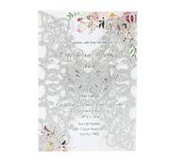 DUANSIYU Faire Part De Mariage Lot de 10/20/50 cartes d'invitation mariage avec papillon, carte à paillettes for fête d'anniversaire, vœux(Silver,50pcs)