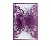 DUANSIYU Faire Part De Mariage Lot de 10 ou 20 invitations mariage papillon avec enveloppe(Purple,20pcs)