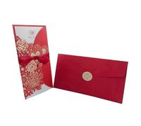 DUANSIYU Faire Part De Mariage Lot De 4 Cartes D'invitation Mariage Dorées Et Rouges Avec Cœur Rose À Personnaliser Ruban, Fournitures Fête(One Set Red)