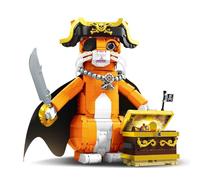DUANT Ensemble de blocs de construction de chat pirate, kit créatif, modèle de jouet pirate, cadeau adapté pour l'affichage et la collection des adultes