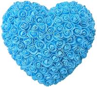 DUANxiaoyanK Fleur de Rose Artificielle en Forme de Cœur, Roses Artificielles en Mousse Romantiques Fabriquées à la Main, pour la Saint-Valentin, le Mariage, l'Anniversaire (Bleu)