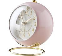 DUANxiaoyanK Réveil analogique rétro, silencieux, avec veilleuse, réveil de voyage rond, pour la maison (rose)