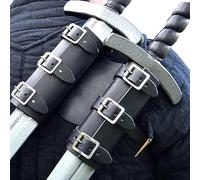 DUANxiaoyanK Support d'épée en cuir, double fourreau médiéval réglable, accessoires de chevalier pour jeu de rôle (noir)