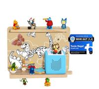 DUAPLAN Étagère pour enfants, compatible avec Toniebox et 40 figurines auditives Tonies, magnétique, étagère murale peu encombrante, à ranger dans la chambre d'enfant, fille, garçon, gris dinosaure