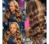 DUAUJUIU 13x4 perruques cheveux humains P4/27 Blonde dentelle avant perruque Pre Plucked avec des cheveux 200% corps vague coloré perruques sans colle femmes 22 pouces 55CM