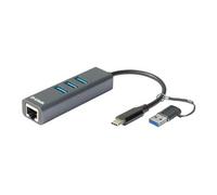 D-Link Adaptateur USB-C/USB vers Gigabit Ethernet avec 3 ports USB 3.0 DUB-2332