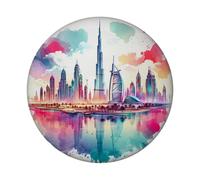 Dubaï Aimant rond exclusif Dubaï Aimant pour collectionneurs de souvenirs Monument Gratte-ciel Architecture Horizon urbain Orient Charme de proximité