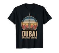 Dubaï Émirats Arabes Unis, rétro Émirats Arabes Unis, Coucher de Soleil et Horizon T-Shirt