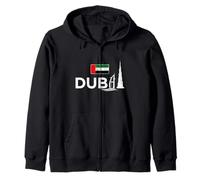 Dubaï Iconic Buildings in Dubai Words and UAE Flag Vintage Sweat à Capuche