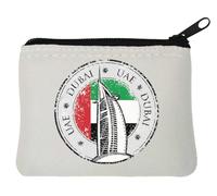 Dubaï Porte-monnaie en néoprène Motif drapeau gratte-ciel 10 x 11 cm Blanc