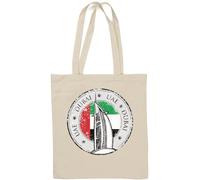 Dubaï UAE Sac fourre-tout en coton naturel Motif drapeau gratte-ciel Blanc