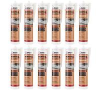 dubaust AMK24 Lot de 12 tubes de colle de montage universelle pour bois, polystyrène, pierre, moulures, moulures, colle acrylique, 511 g, cartouche blanche
