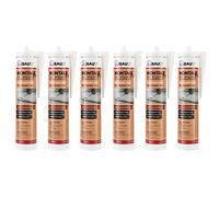 dubaust AMK24 Lot de 6 tubes de colle de montage universelle pour bois, polystyrène, pierre, moulures, moulures, colle acrylique, 511 g, cartouche blanche