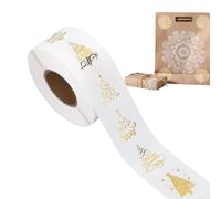 Dubbulon Autocollants de Noël,500 Pièces d'Étiquettes Transparentes En Forme D'arbre - Rouleau D'autocollants Noël Feuille Or Adhésif 2,5 Cm,Pour Famille Journal Carte D'invitation