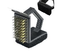 Dubbulon Brosse de Nettoyage pour Barbecue - Nettoyage Barbecue Four Gril de Cuisson - Grattoir à Fil de Cuivre Angle Droit pour Charbon Plancha Four Voyage Pique-Nique Camping Fumoir