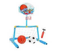 Dubbulon But De Basket pour Piscine,Porte De Football De Piscine Multifonction | Panier de Basket de Jeu Aquatique Interactif avec 2 Balles et 1 Pompe pour dès 4 Ans, Usage Intérieur et Extérieur