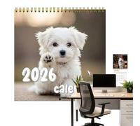 Dubbulon Calendrier Chiots | Calendrier Mural Mignon | Agenda Mensuel Annuel 2026 pour Bureau Maison Salon École Bureau Décoration Famille Amis Femmes Enseignantes