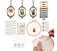 Dubbulon Coffret de Broderie Débutant pour Adultes - Ensemble Pendentif | Coffret d'Initiation à la Broderie pour Collier Classique Coloré pour la Pratique des Adultes