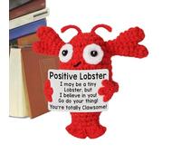 Dubbulon Homard Crochet Positif Fait Main,Petits Animaux Inspirants Faits Main - Jouet Tricoté Déco Homard pour Anniversaire Noël Fête des Mères Cadeau Ado Amis Collègue Maman Pâques