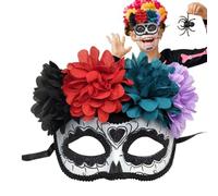 Dubbulon Masque mexicain du Jour des Morts Décoration demi-visage crâne