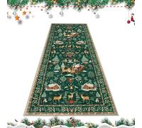 Dubbulon Tapis De Noël pour Salon | Paillasson Festif antidérapant avec Motifs de bonhommes de Neige, Sapin et Père Noël - Moquette Douce avec Sapin De Et Père - pour Intérieur Chambre Salle