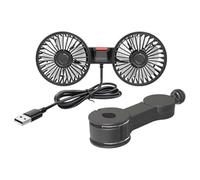 Dubbulon Ventilateur USB pour Voiture | Ventilateur 3 Vitesses Double Tête Rafraîchisseur d'Air, AC Automobile Pour Appui-Tête | Pour Conducteur Passagers Camping Voyage