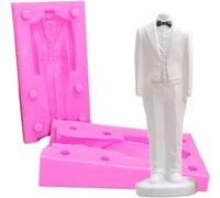 DUBENS 3D Marié Smoking Bougie Silicone Moule à Savon Moule à Chocolat pour Gâteau de Mariage Décoration Bougie de Mariage Favorise Cadeaux