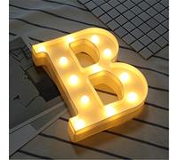 Dubens Lampe décorative à ampoule LED en forme de lettre de l’alphabet, plastique, blanc, idéal pour fête, mariage, réception, décoration intérieure, fonctionne avec des piles B
