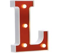 DUBENS Lampe LED en forme de lettre, veilleuse créative - Éclairage LED - Lettres anglaises - Alphabet - Lampe décorative rouge - Fonctionne avec piles (L)